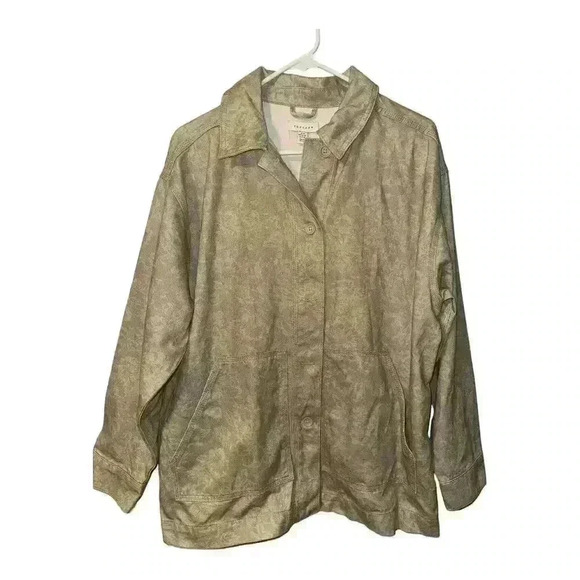 TopShop Cream Floral Print Button Down Jacket. Size 8-10 - Picture 1 of 6